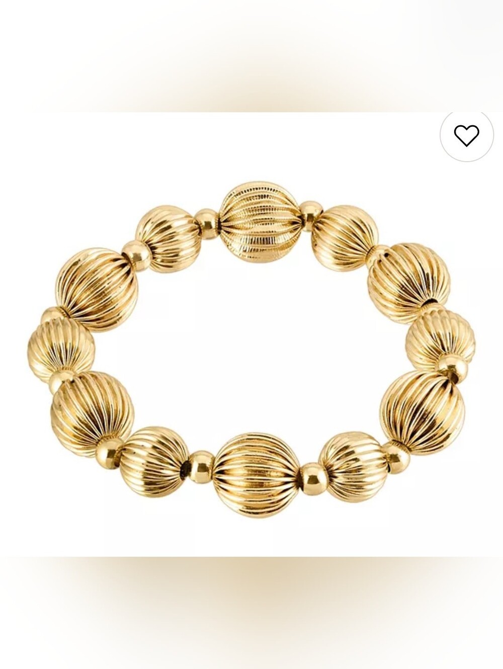 Gold Ribbed Bead Stretch Bracelet - Women Jewelry